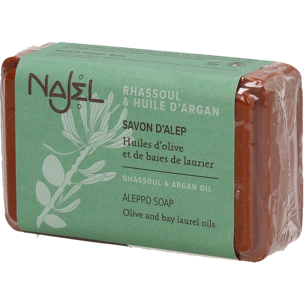 Najel Aleppo Seife mit Arganöl Rhassoul 100 g Ecco Verde Onlineshop