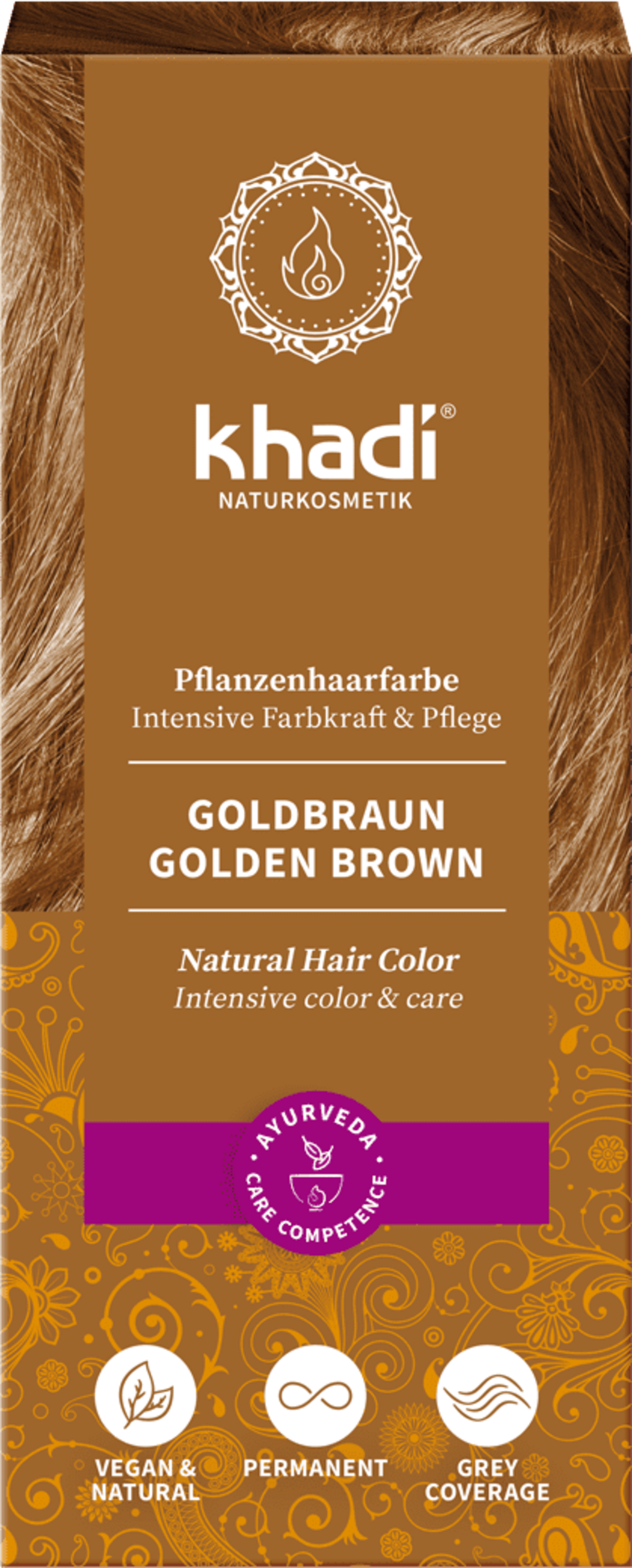 Khadi® Biljna boja kose - zlatno smeđa - 100 g