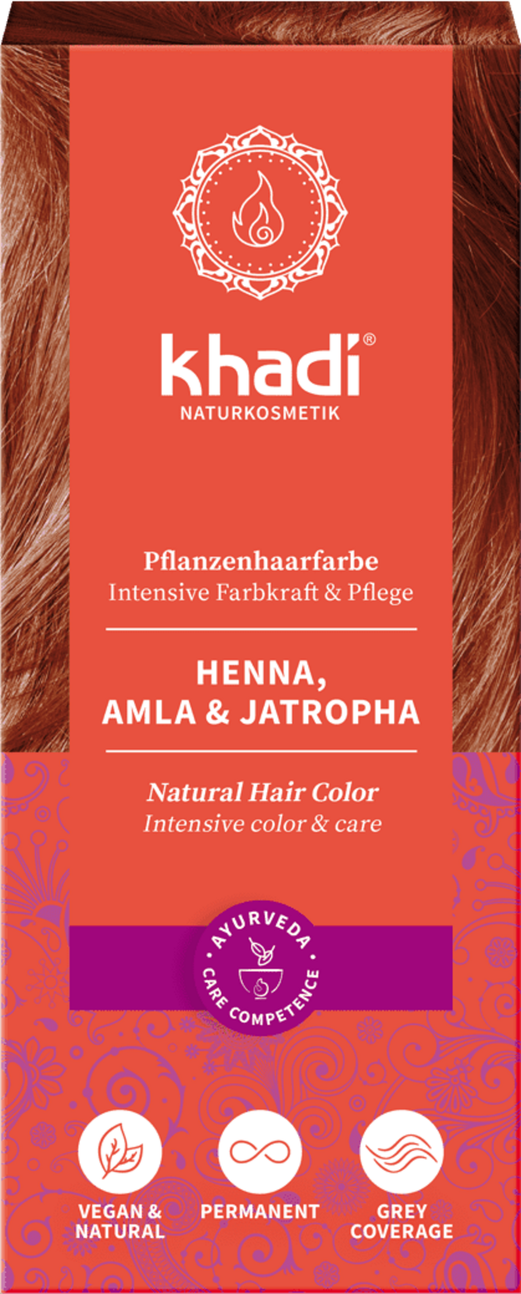 Biljna boja za kosu -crvena (kana, alma i jatropha) - 100 g