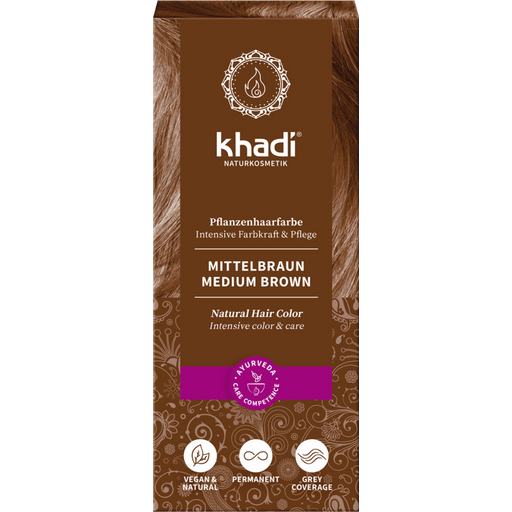 Khadi® Roślinna farba do włosów średni brąz - 100 g
