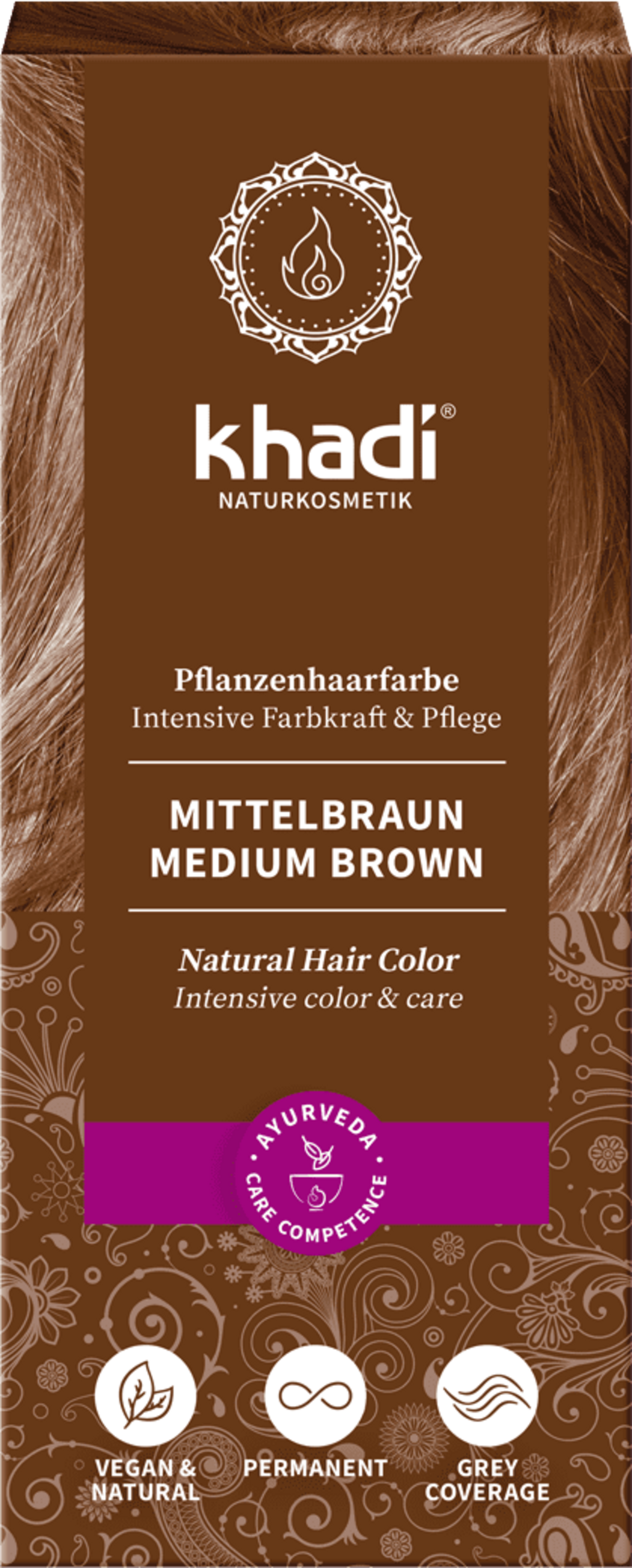 Khadi® Herbal Hair Colour Medium Brown - 100 g