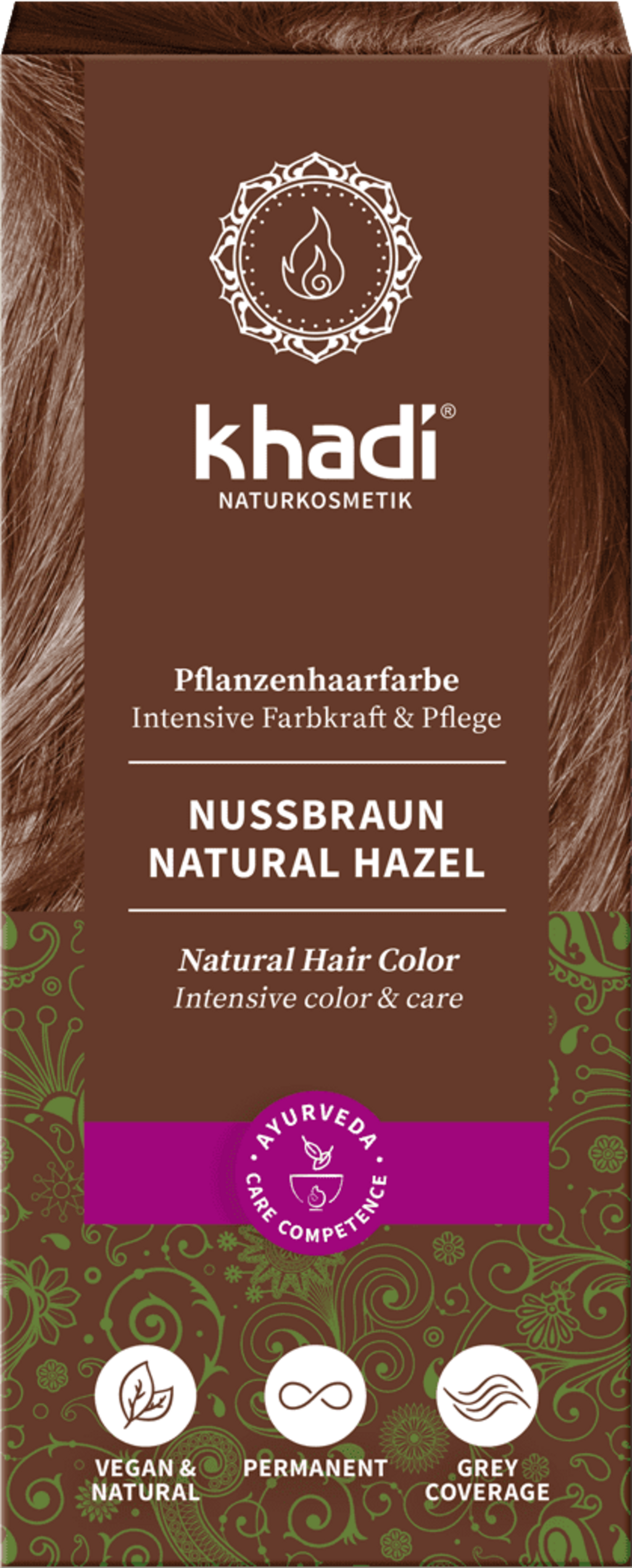 Khadi® Rastlinska barva za lase lešnikovo rjava - 100 g