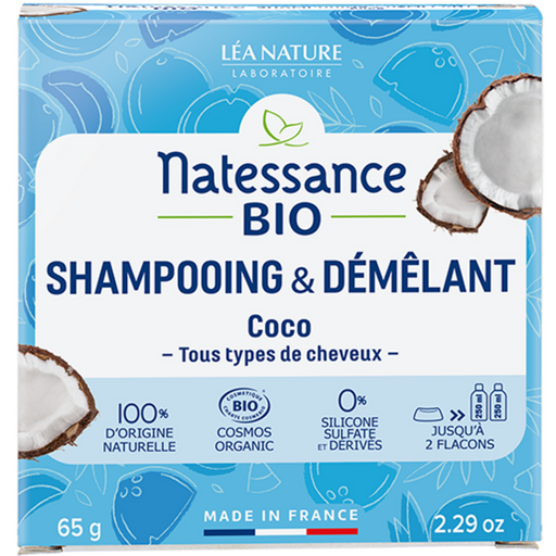 Natessance 2w1 szampon i odżywka w kostce kokos - 65 g