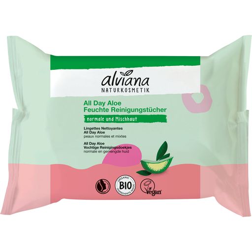 alviana Naturkosmetik Feuchte Reinigungstücher Bio-Aloe Vera - 25 Stk