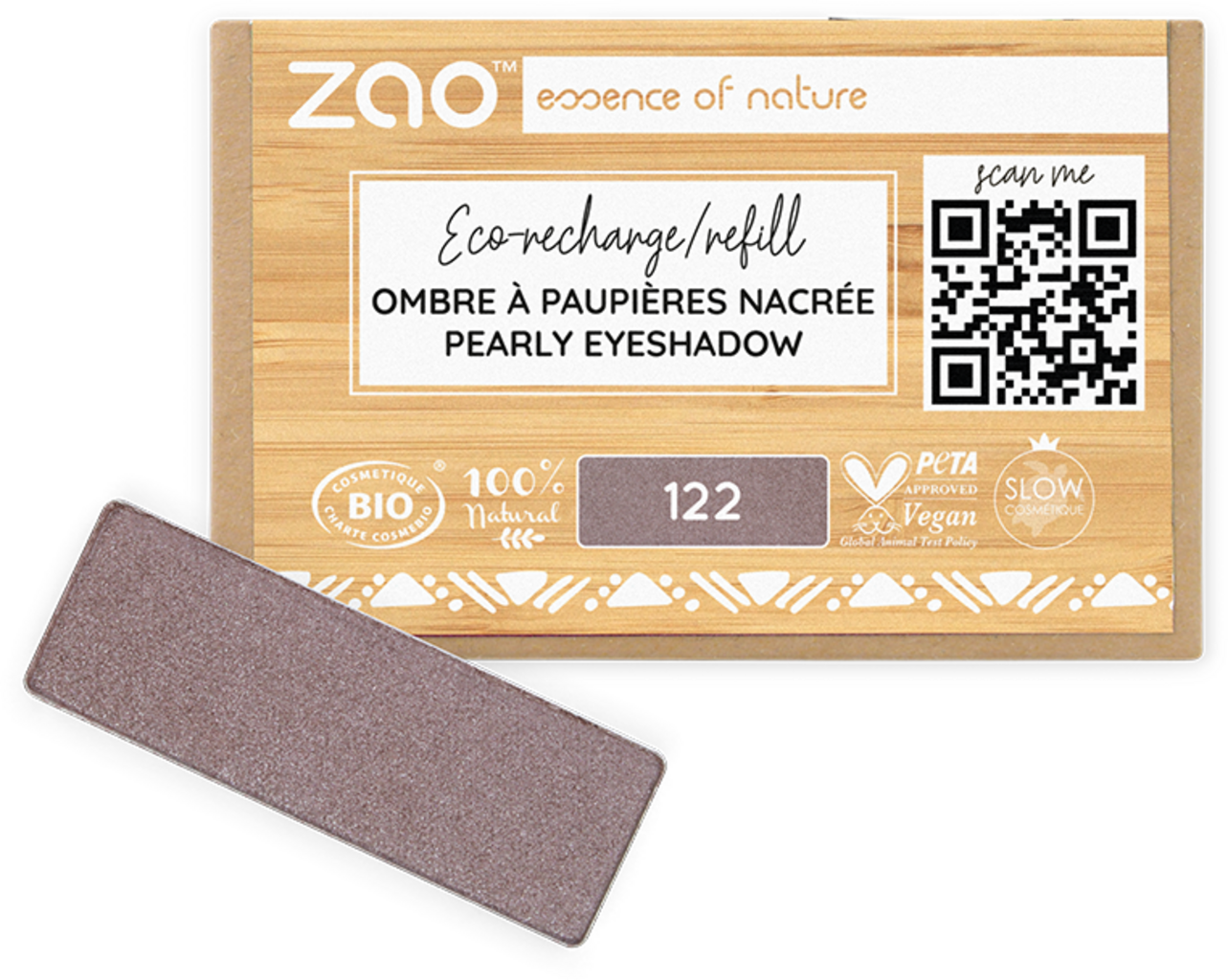 Zao Refill Rectangle Eye Shadow - 122 Pearly Desert Rose