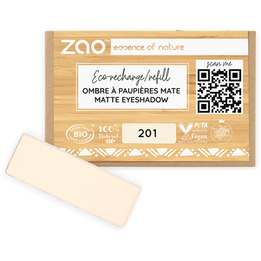 ZAO Refill Rectangle Eye Shadow - 201 Matt Ivory