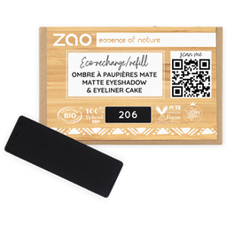 ZAO Refill Rectangle Eye Shadow - 206 Matt Black/Eyeliner Cake