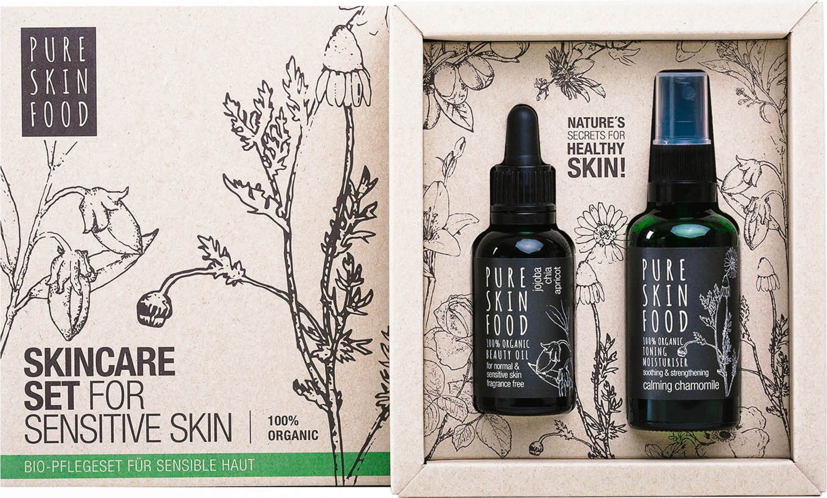PURE SKIN FOOD Organic Skincare Set for Sensitive Skin - 1 set