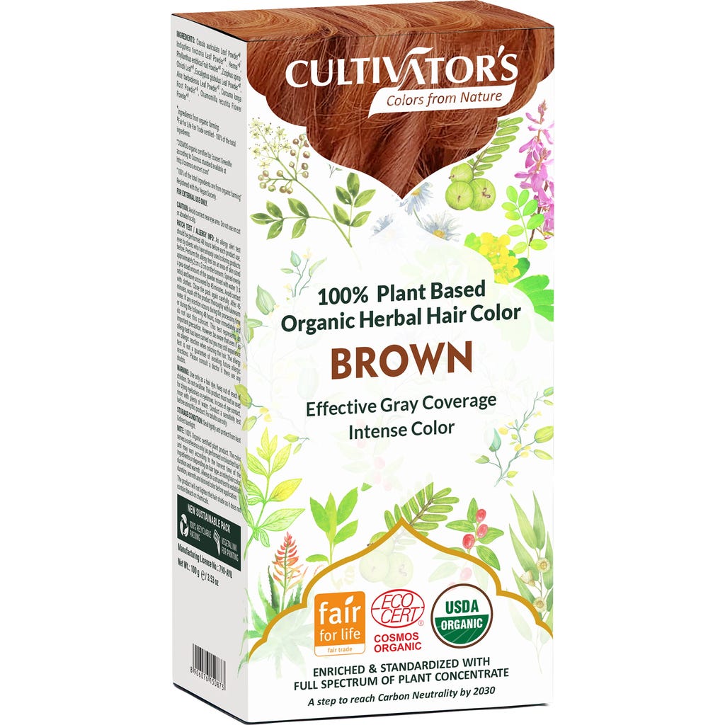 CULTIVATOR'S Organic Herbal Hair Color - Brown, 100 g - Ecco Verde