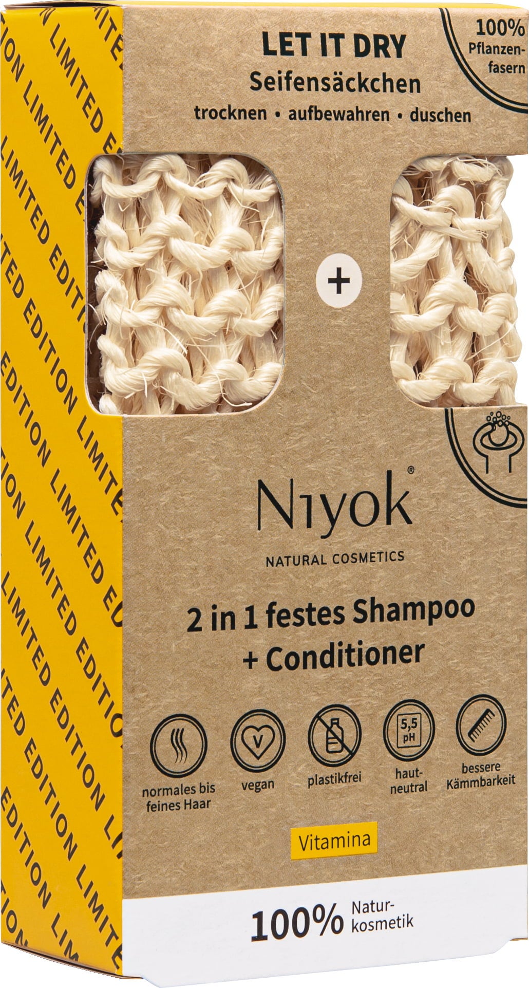Niyok Shampoo e Balsamo Solido 2in1 On-Pack  - Vitamina