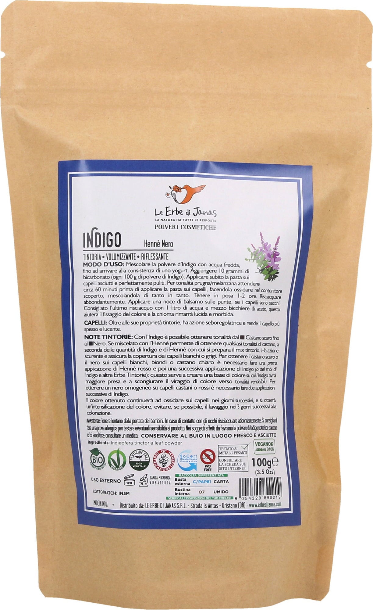 Le Erbe di Janas Indigo (Hennè Nero) - 100 g