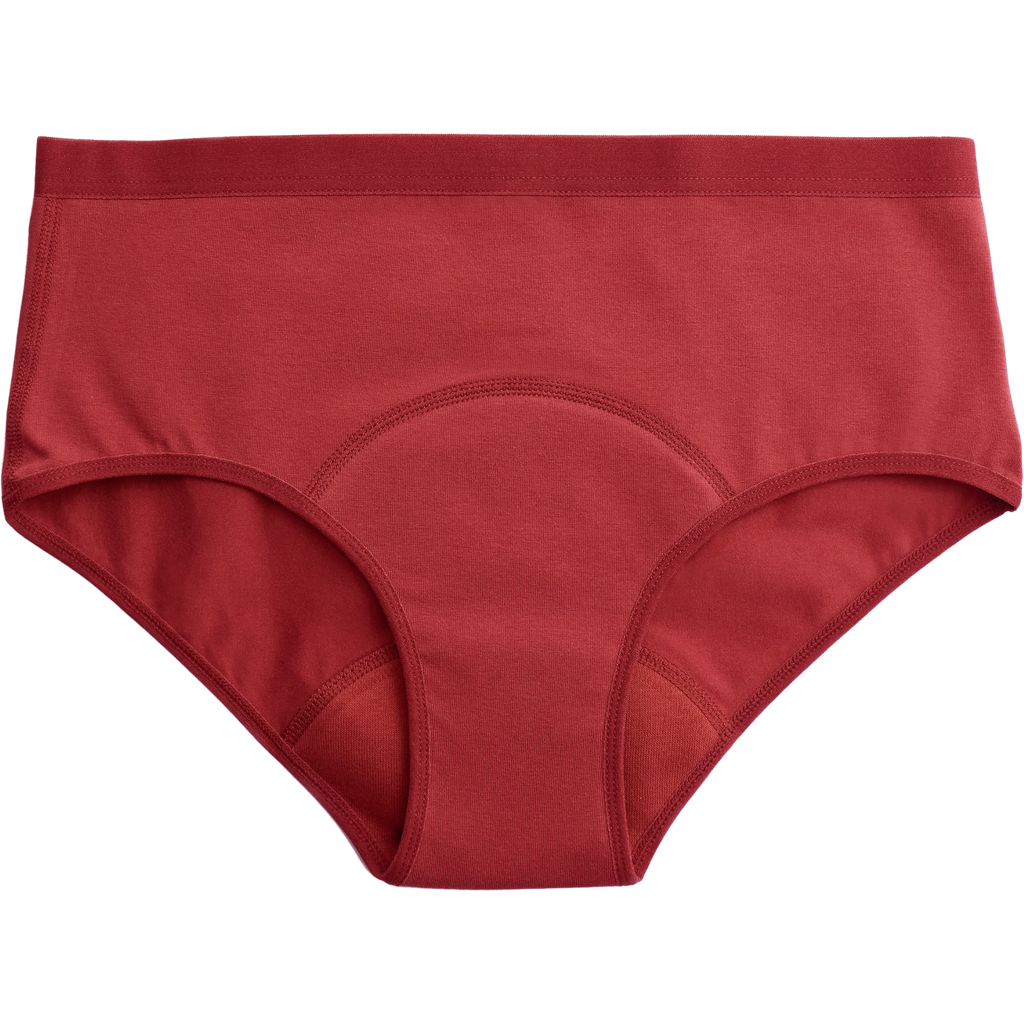 Red High Waist Period Underwear - Heavy Flow , XS