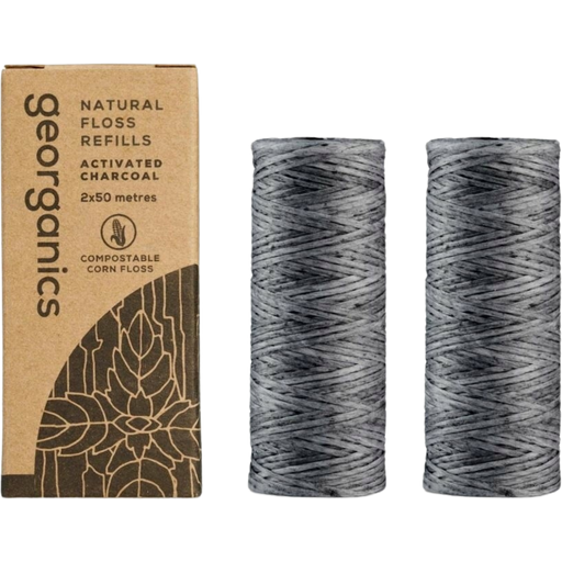 Georganics Dental Floss Activated Charcoal - Recharge 100 m