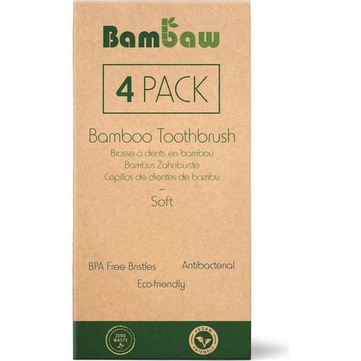 Bambaw Bambutandborste mjuk - 4 st.