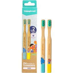 happybrush Sesame Street Bamboo Toothbrush - 2 Pcs