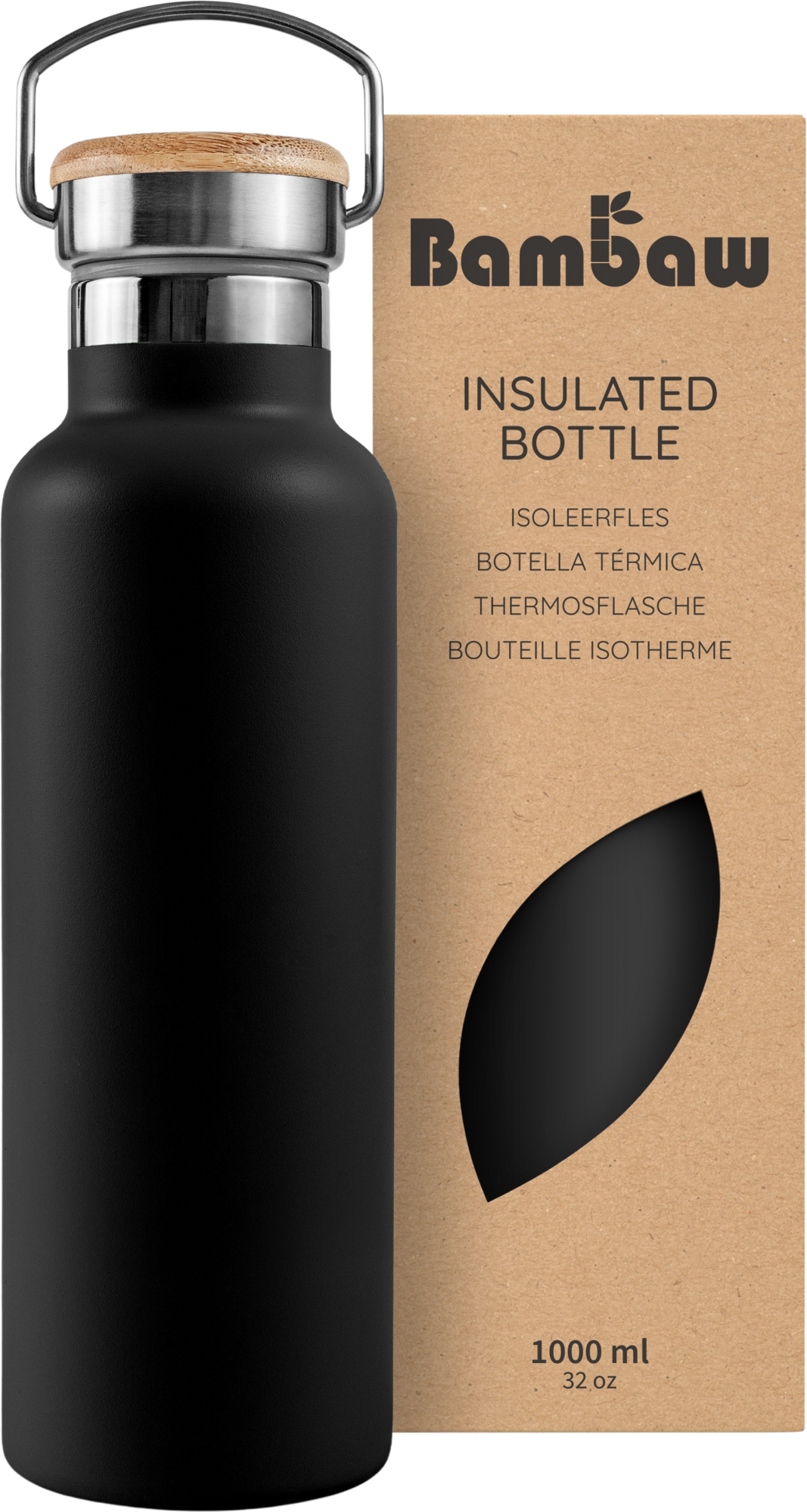 Thermosflasche aus Edelstahl 1000 ml, Jet Black