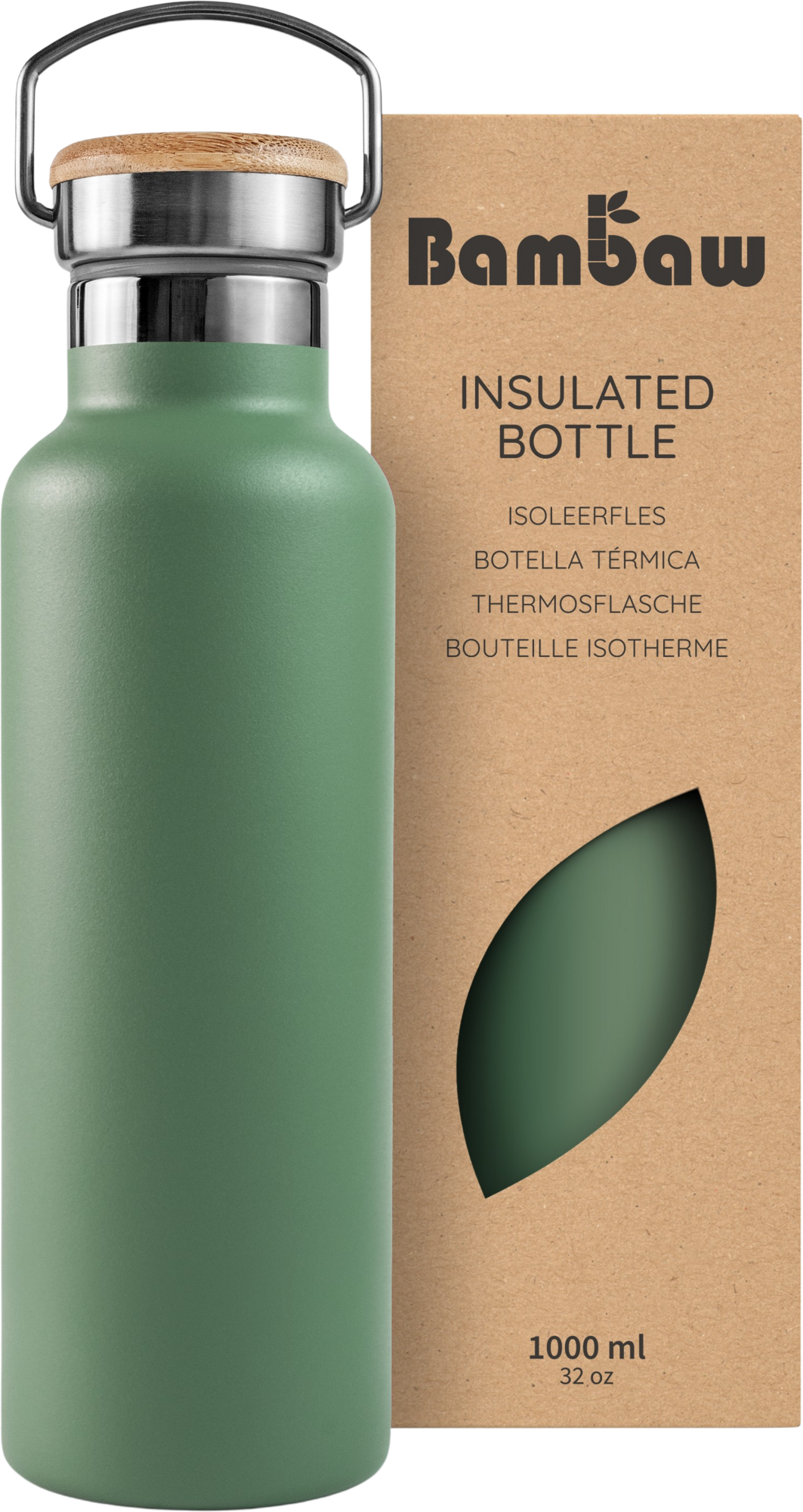 Thermosflasche aus Edelstahl 1000 ml, Sage Green