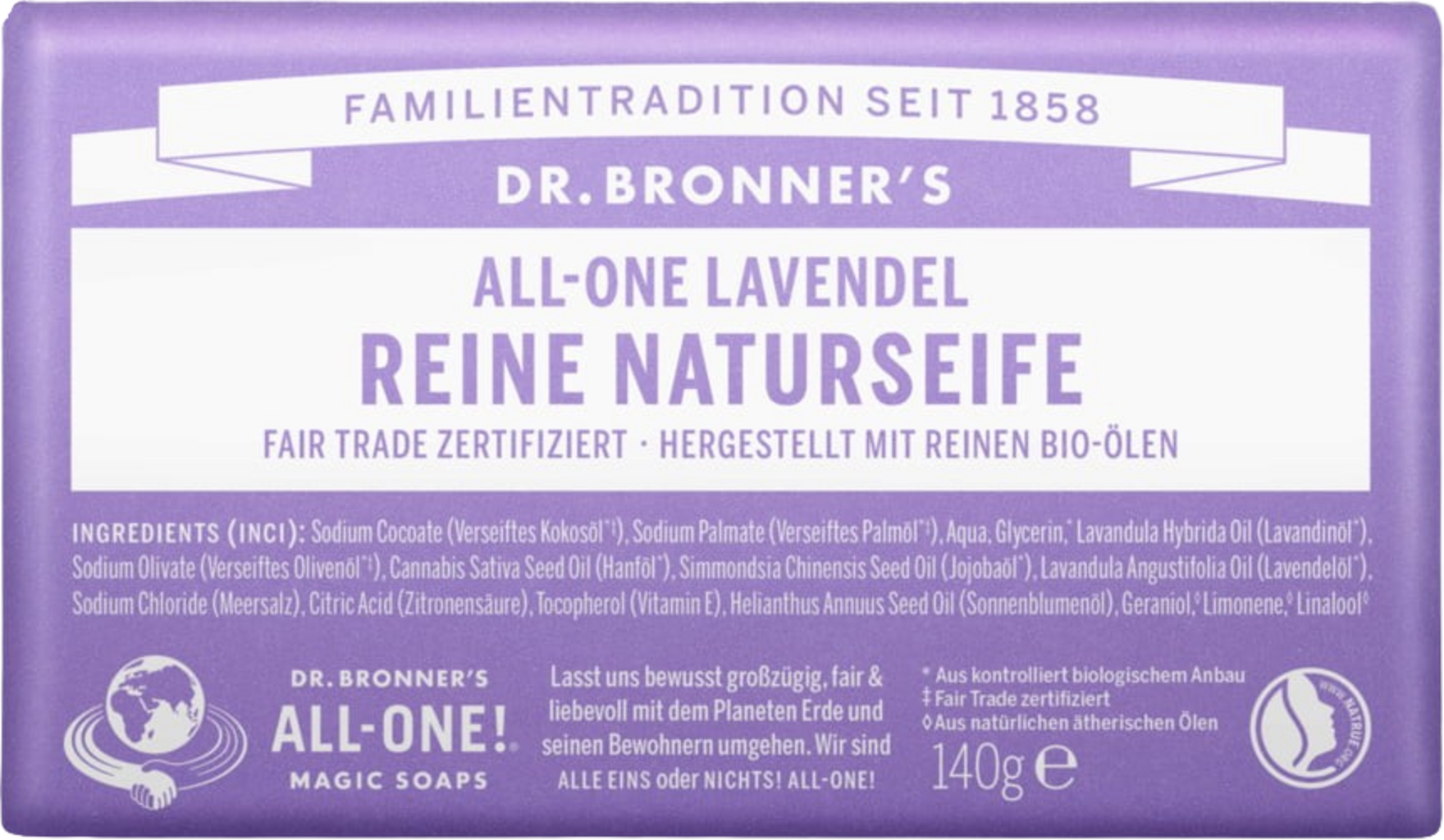 Dr. Bronner's Bar Soap Lavendel - 140 g