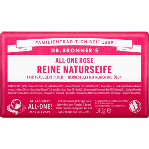 Dr. Bronner's Różane mydło w kostce - 140 g
