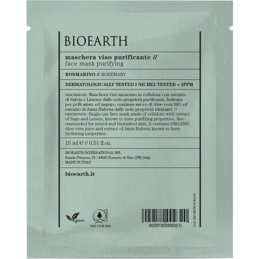 Bioearth Oczyszczająca maska ​​do twarzy - 15 ml