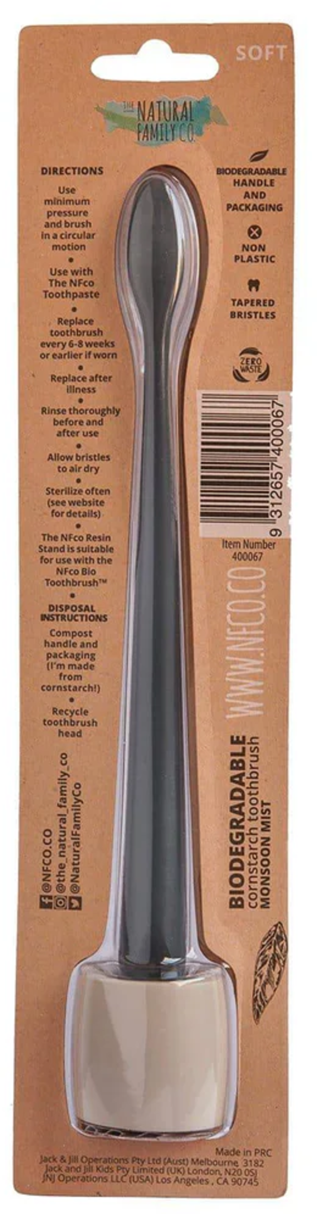 Natural Family CO. Bio Toothbrush & Stand - Monsoon Mist