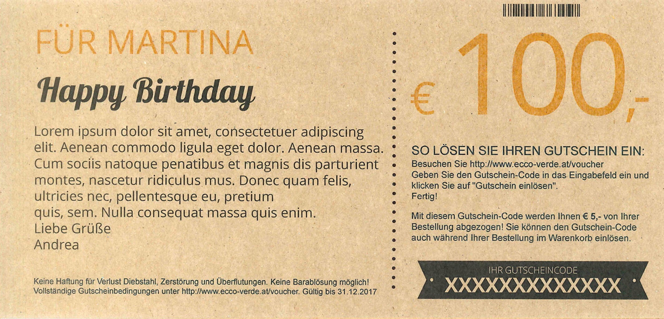 Ecco Verde Nice Birthday - Geschenk-Gutschein - 