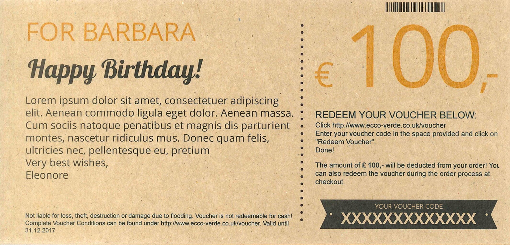 Ecco Verde Nice Birthday Gift Certificate - Nice Birthday! Gift Certificate