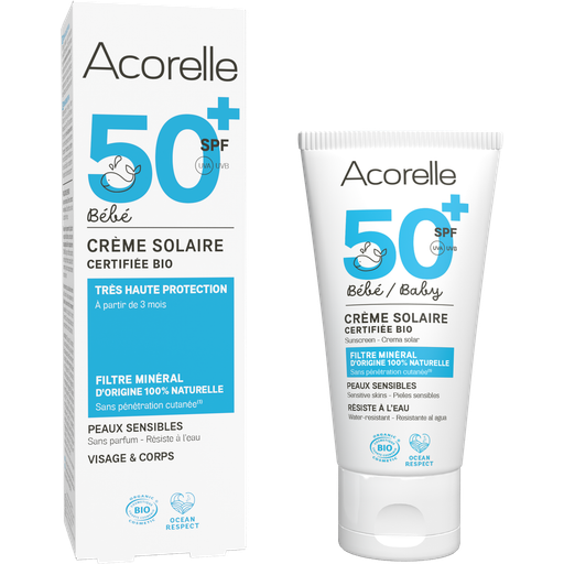 Acorelle Crème Solaire Bébé SPF 50+ Sans Parfum - 50 ml