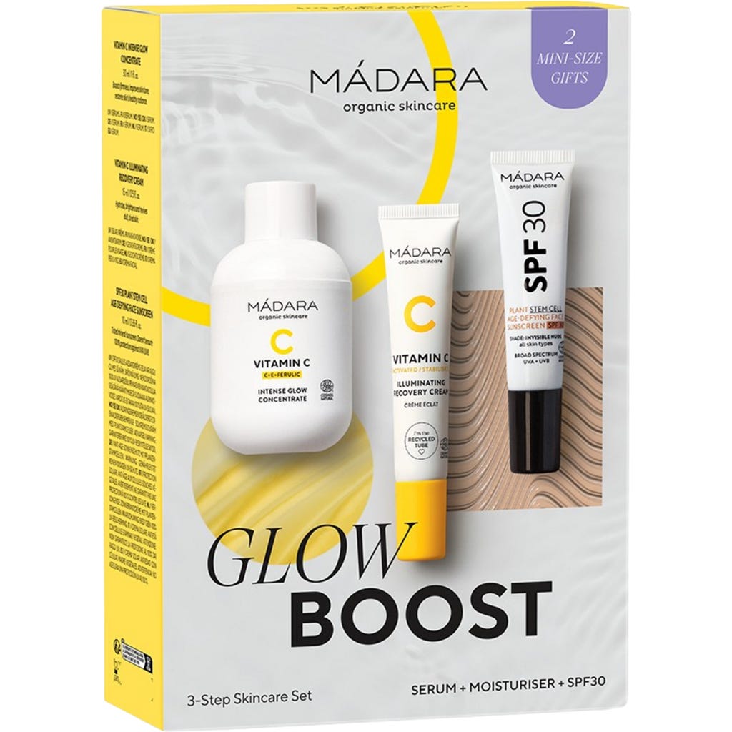 MÁDARA Organic Skincare GLOW BOOST 3-Step Skincare Set, 1 set