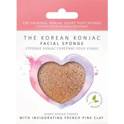 Konjac Facial Puff Sponge French Pink Clay - Hjärta