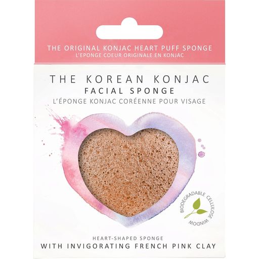 The Konjac Sponge Company French Pink Clay Konjac szivacs - Szív