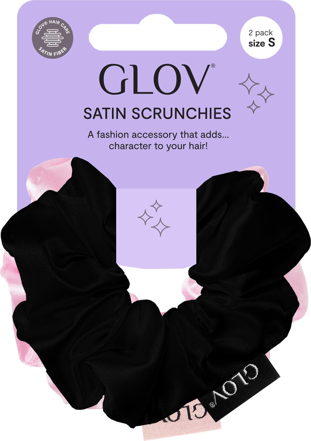 Scrunchies 2 Pack S, Pink/Black