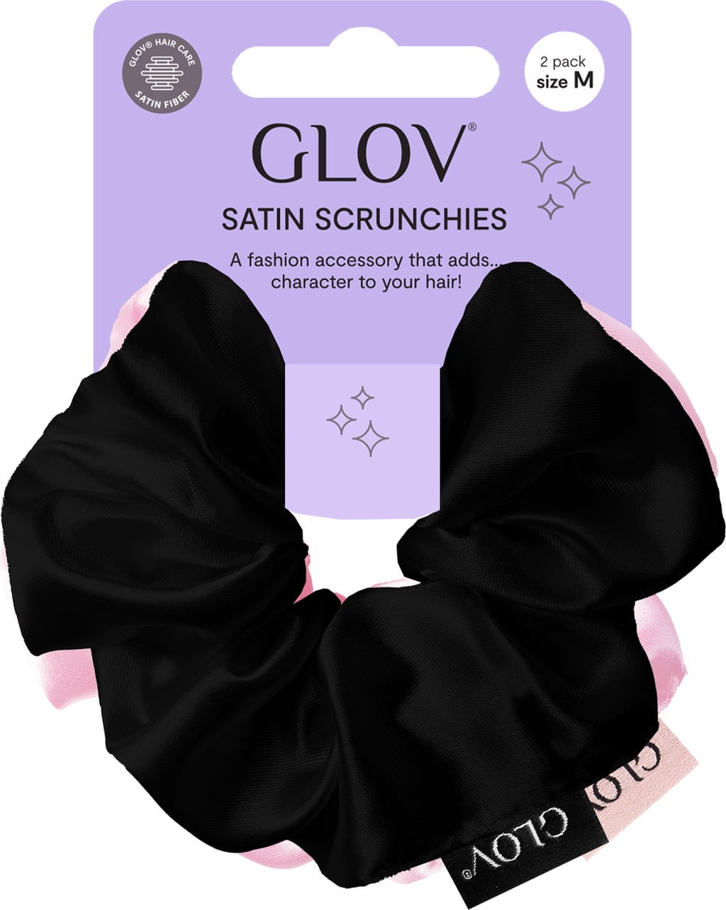 Scrunchies 2 Pack M, Pink/Black