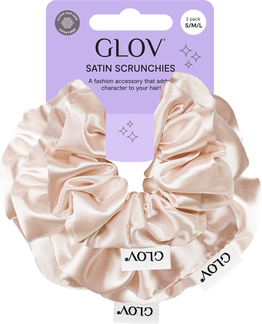 Scrunchies 3 Pack S/M/L, Champagne