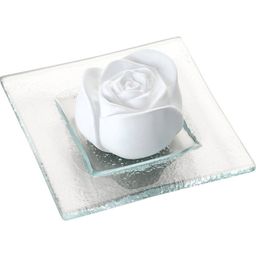 Vonný kameň „Kvet ruže“ + priehľadný sklenený tanierik