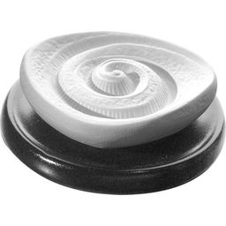 Dišavni kamen "Energetska spirala", črni keramični krožnik, kot podstavek