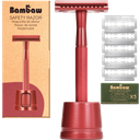 Bambaw Rasierhobel mit Rasierständer - Red