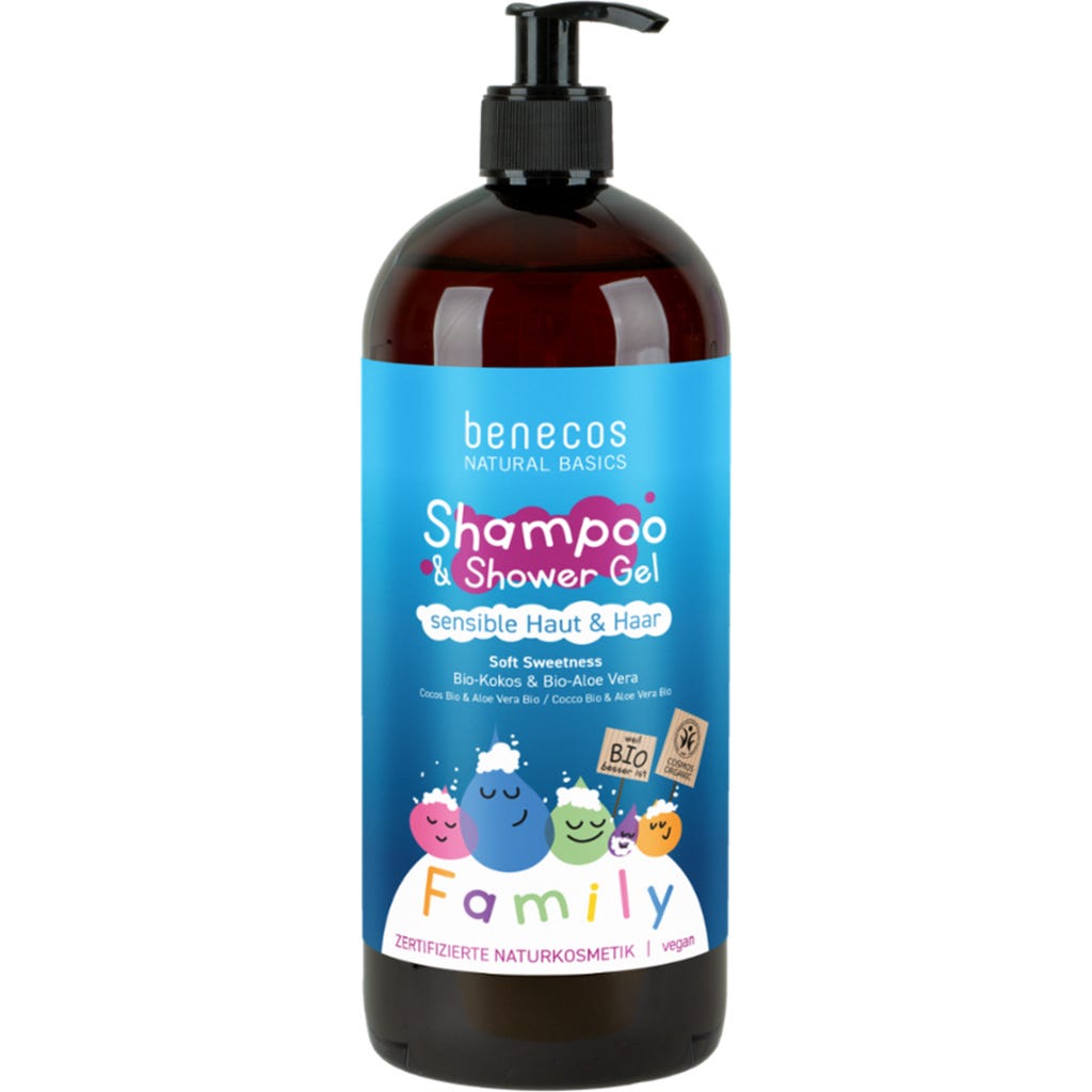 benecos Family Shampoo & Shower Gel - Soft Sweetness, 950 ml