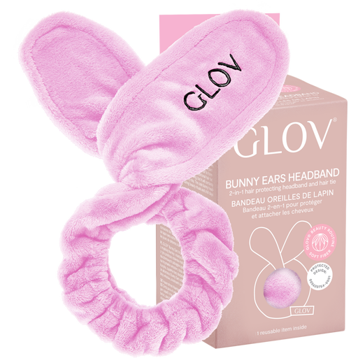 Bunny Ears Headband - 2in1 Hair Protecting Headband & Hair Tie - Pink