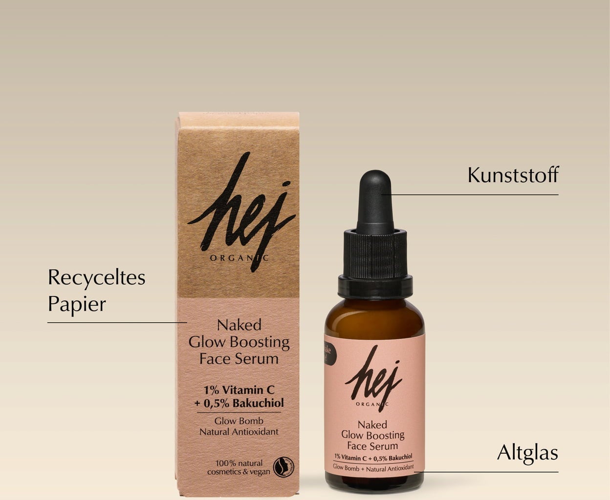 HEJ ORGANIC Naked Glow Boosting Face Serum - 30 ml
