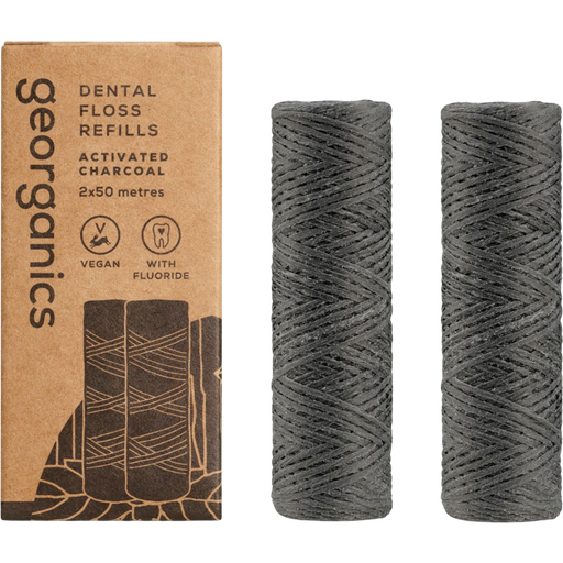 Georganics Activated Charcoal Dental Floss - 100 m Refill