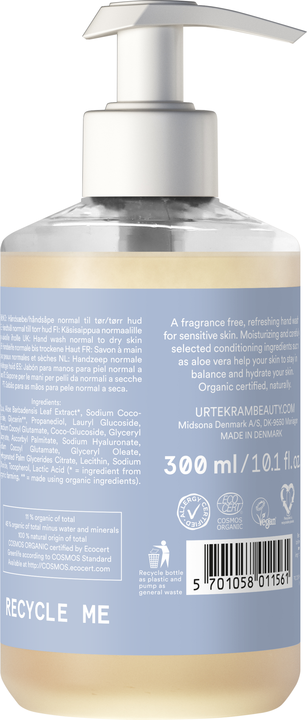Urtekram Fragrance Free Hand Wash - 300 ml