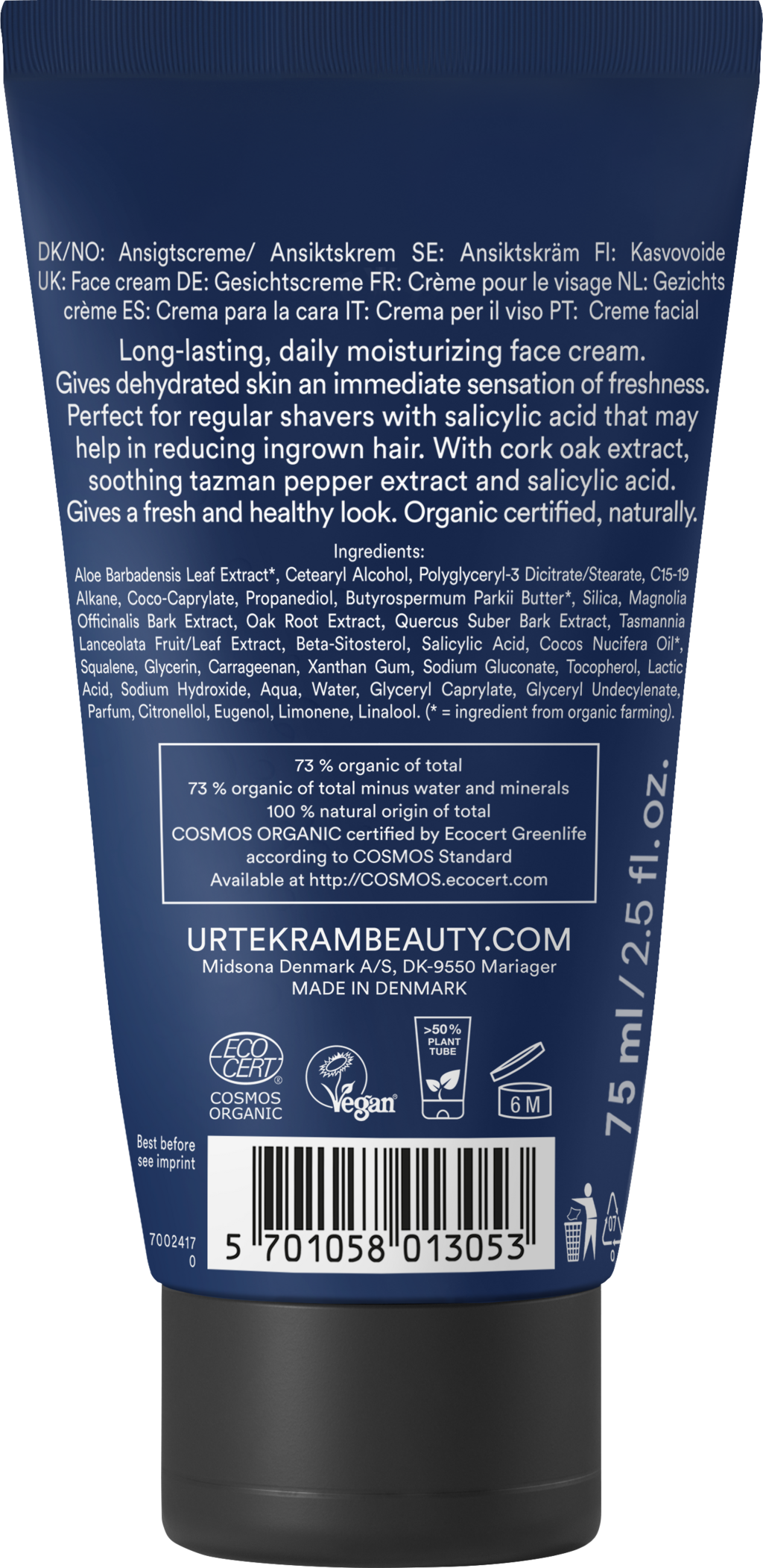 Urtekram Men Face Cream - 75 ml