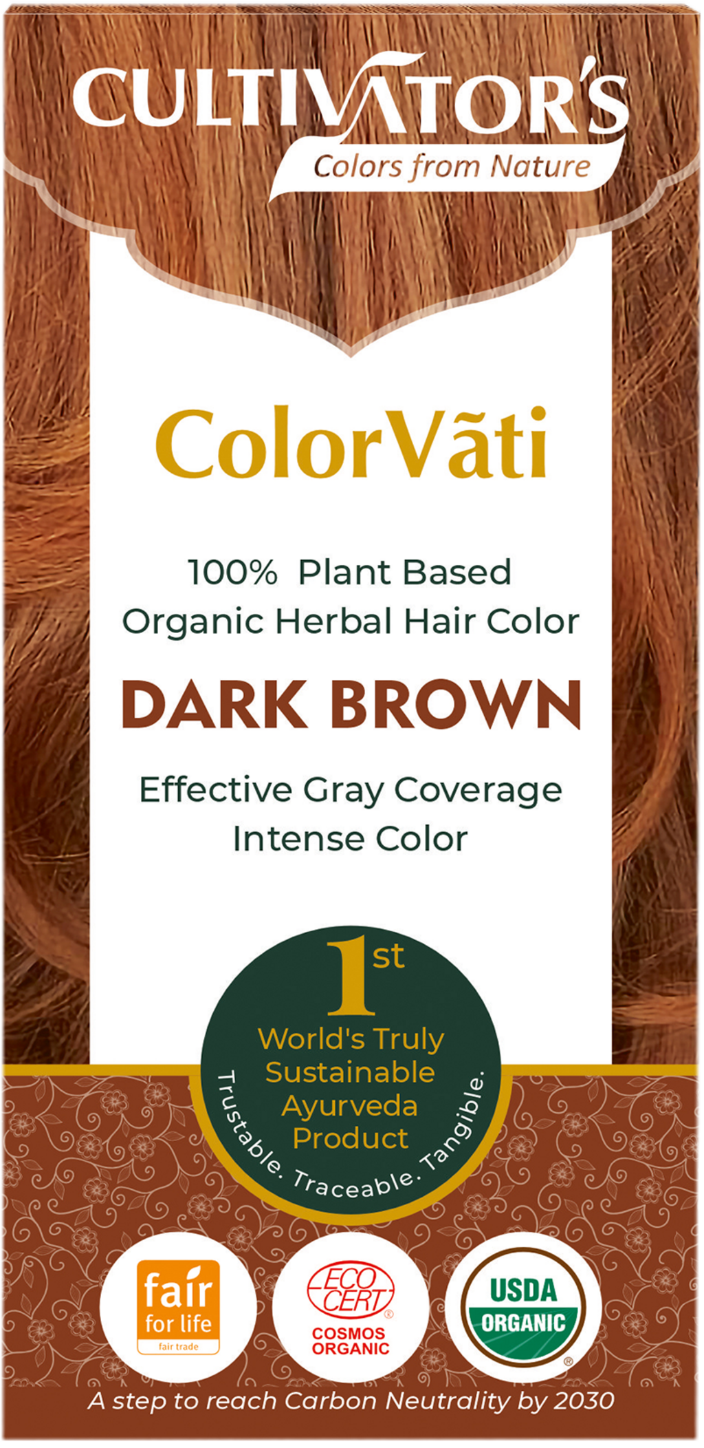 ColorVãti Organic Herbal Hair Color - 08 Dark Brown - 100 g