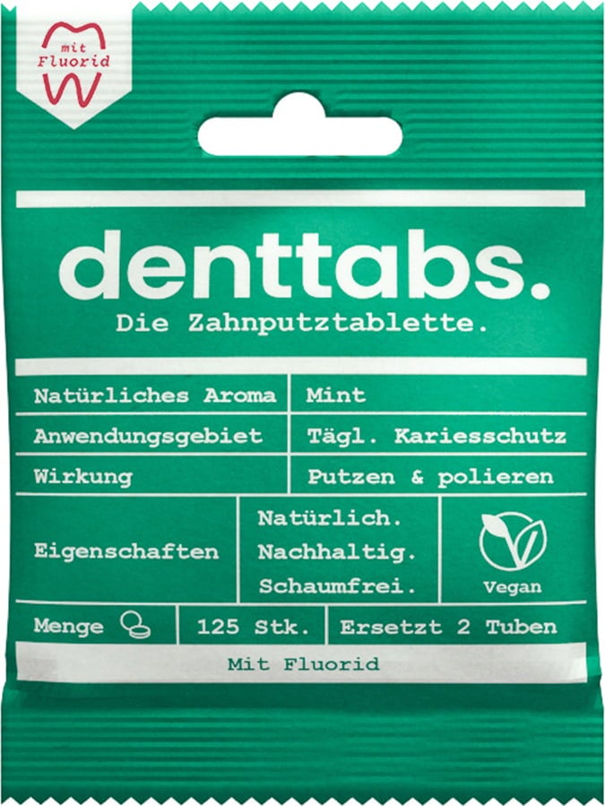 Stevia-Mint Toothpaste Tabs with Fluoride - 125 Pcs