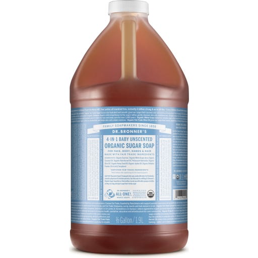 Dr. Bronner's Sugar Soap Baby Unscented - 1,90 L