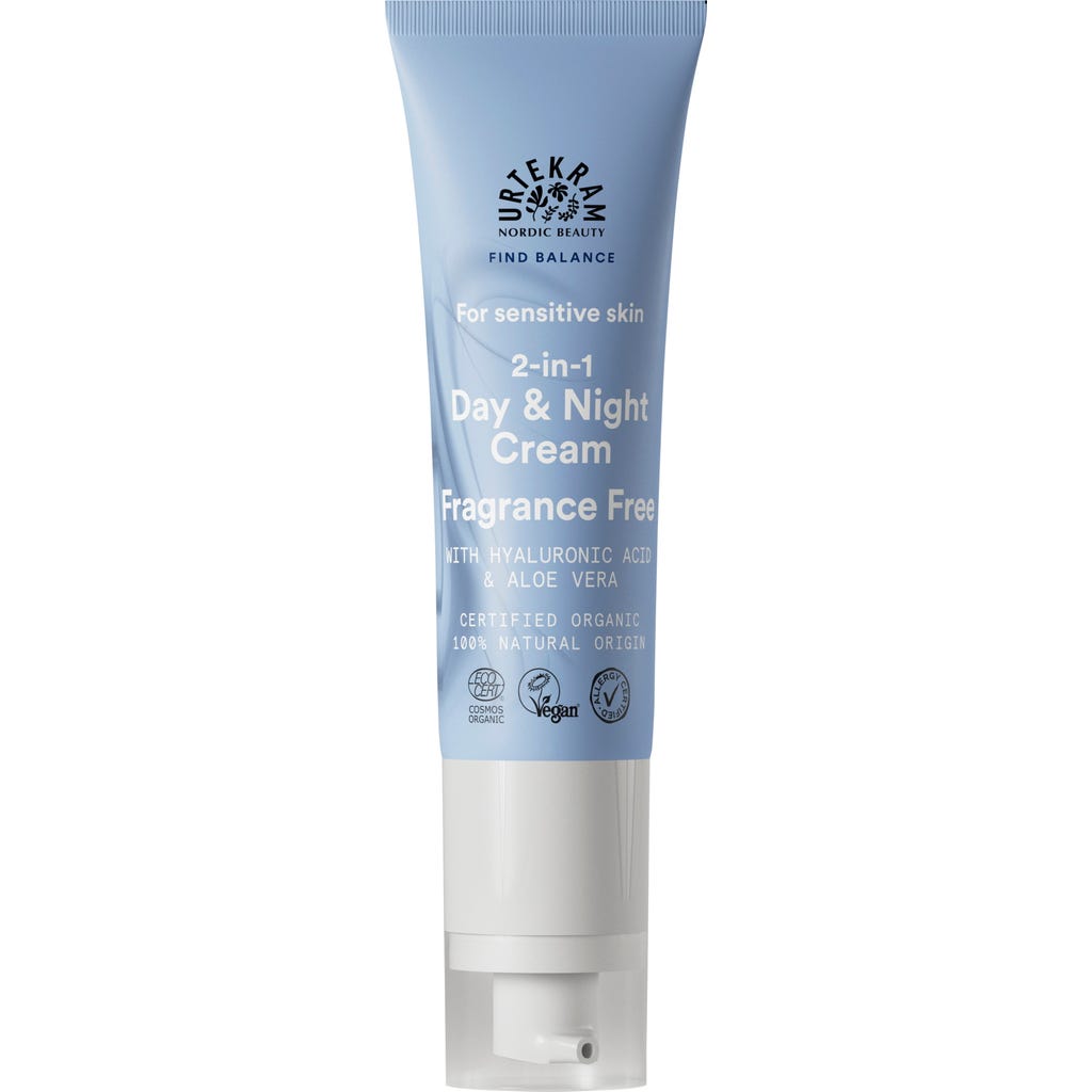 Urtekram Fragrance Free Sensitive 2-in-1 Day & Night Cream, 50 ml