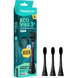 happybrush Capete de periuță Eco VIBE 3+ AllBlack - 3 bucăți