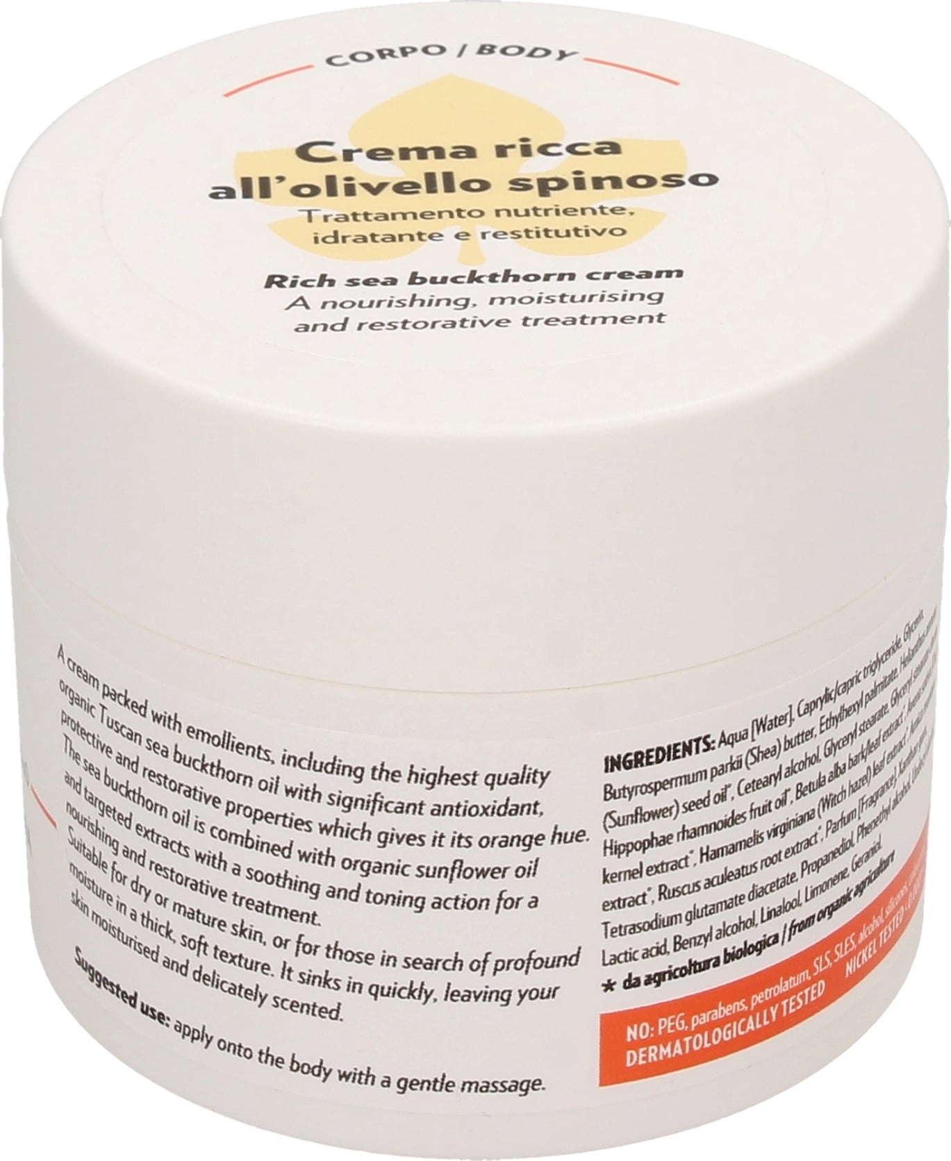 Biofficina Toscana Rich Sea Buckthorn Body Cream - 150 ml