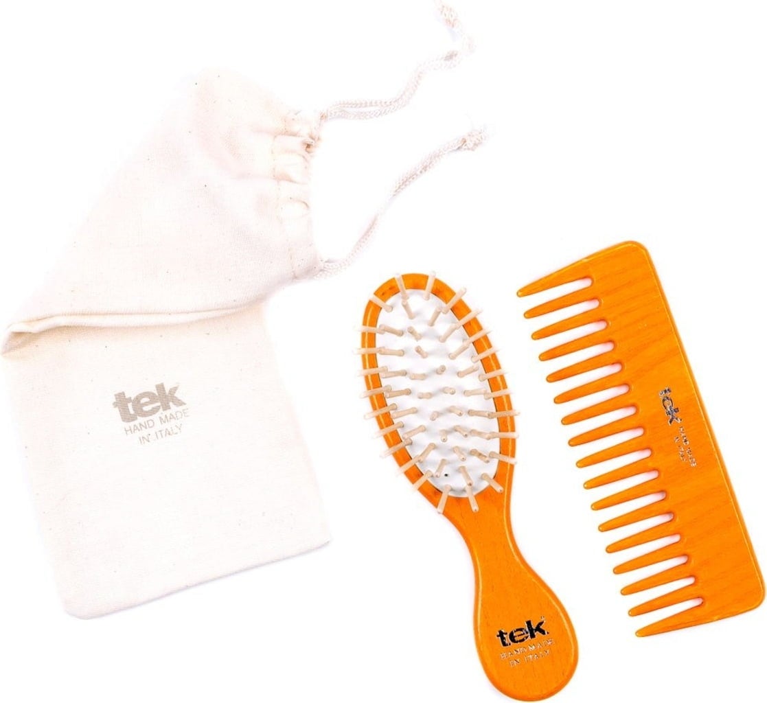 tek Ensemble de Voyage Mini-Brosse & Peigne - Orange